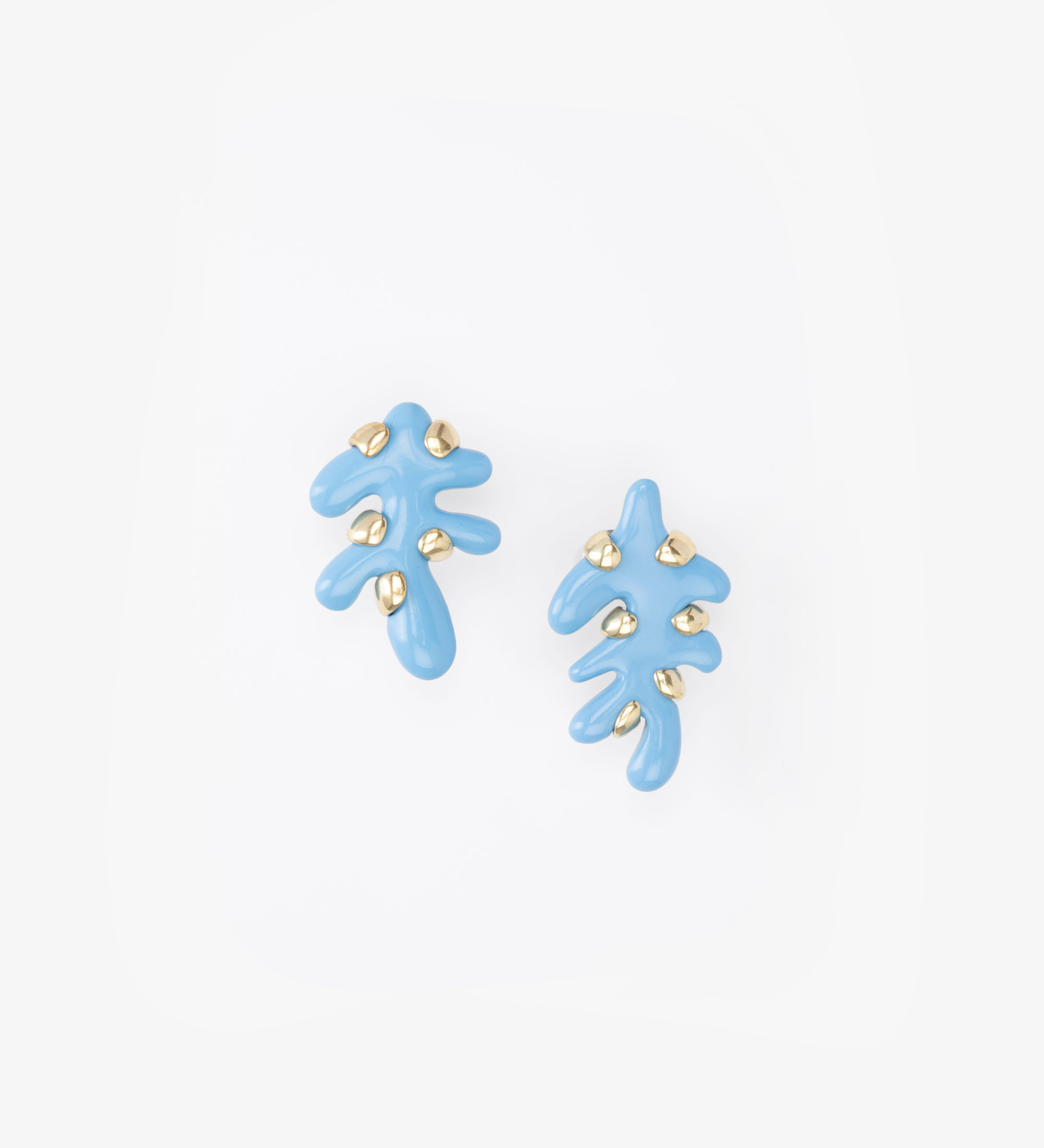 Dinosaur Designs Paradise Leaf Earrings Earrings in Sky Colour resin with Studs Backing