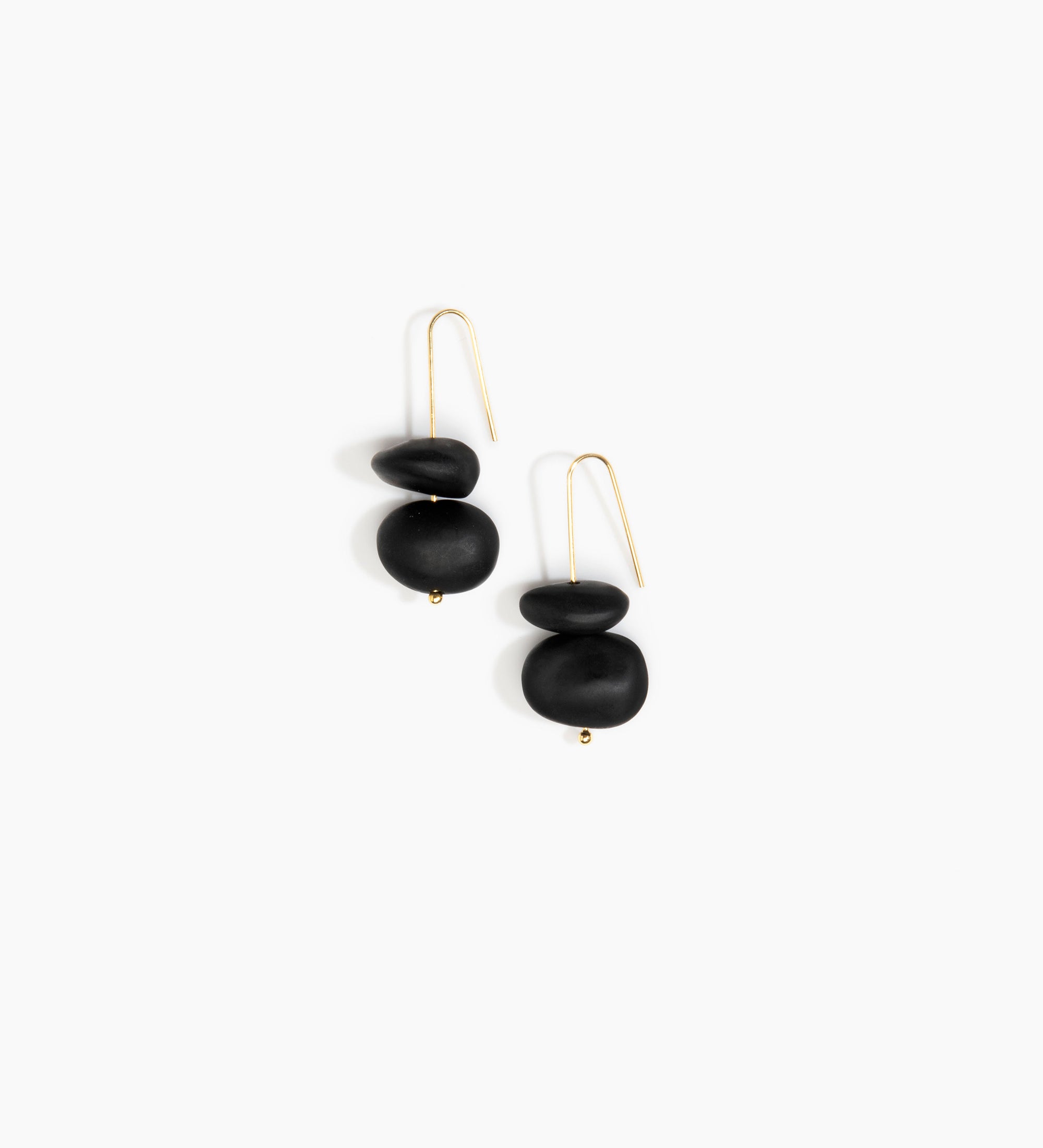 Dinosaur Designs Temple Earth Wire Earrings Earrings in Black Colour resin with Gold-Filled Material