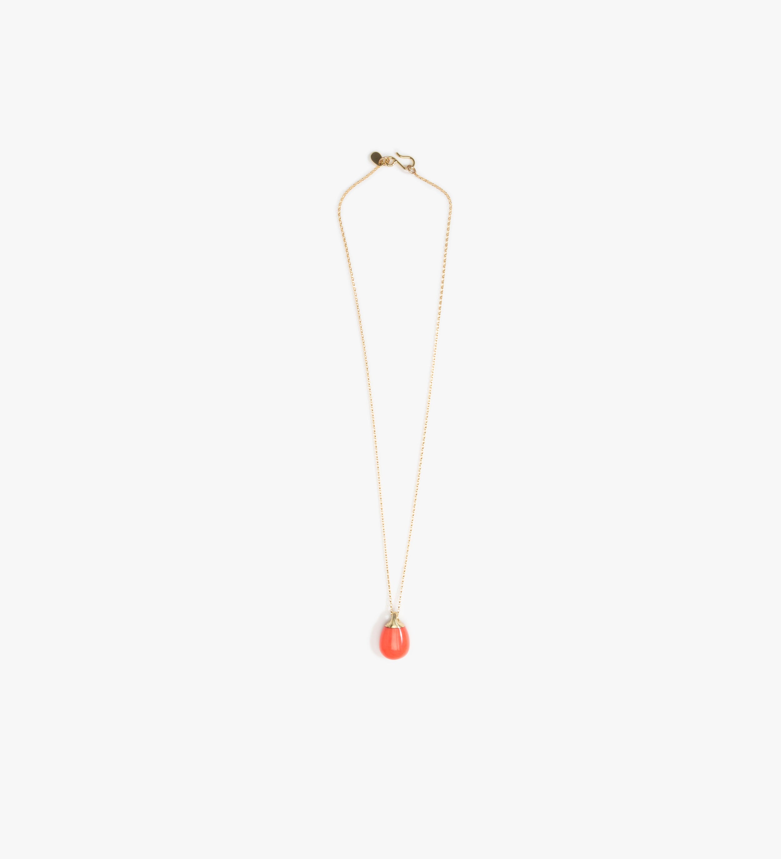 Dinosaur Designs Small River Rock Pendant Necklaces in Lychee Colour resin with Gold-Filled Material