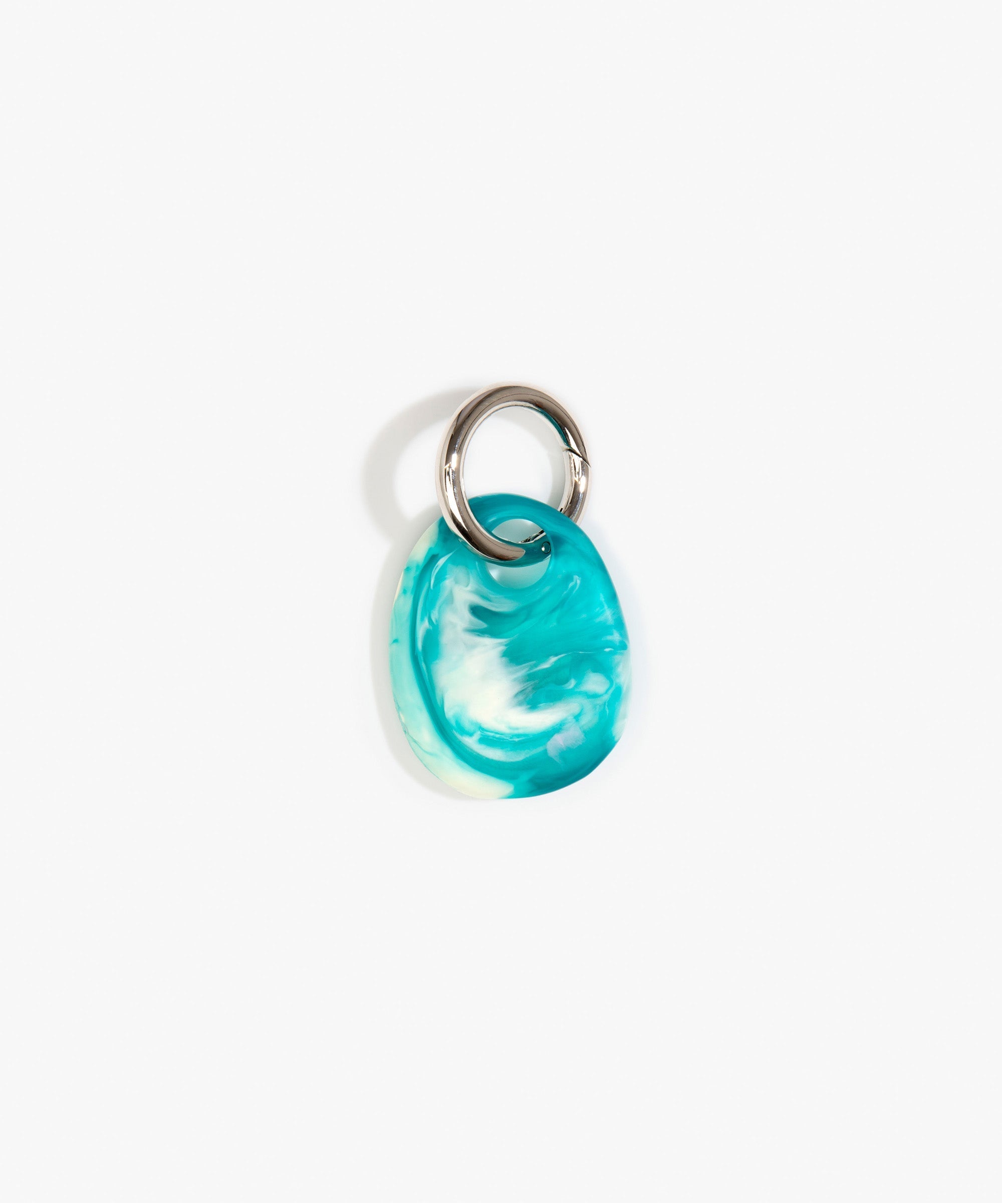 Dinosaur Designs Earth Keyring Keychains in Lagoon Colour resin with Gunmetal Metal