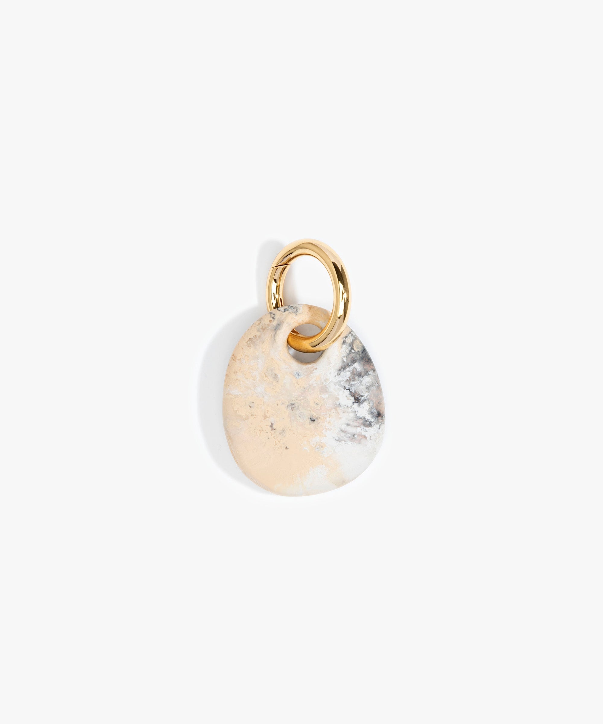 Dinosaur Designs Earth Keyring Keychains in Sandy Pearl Colour resin with Brass Metal