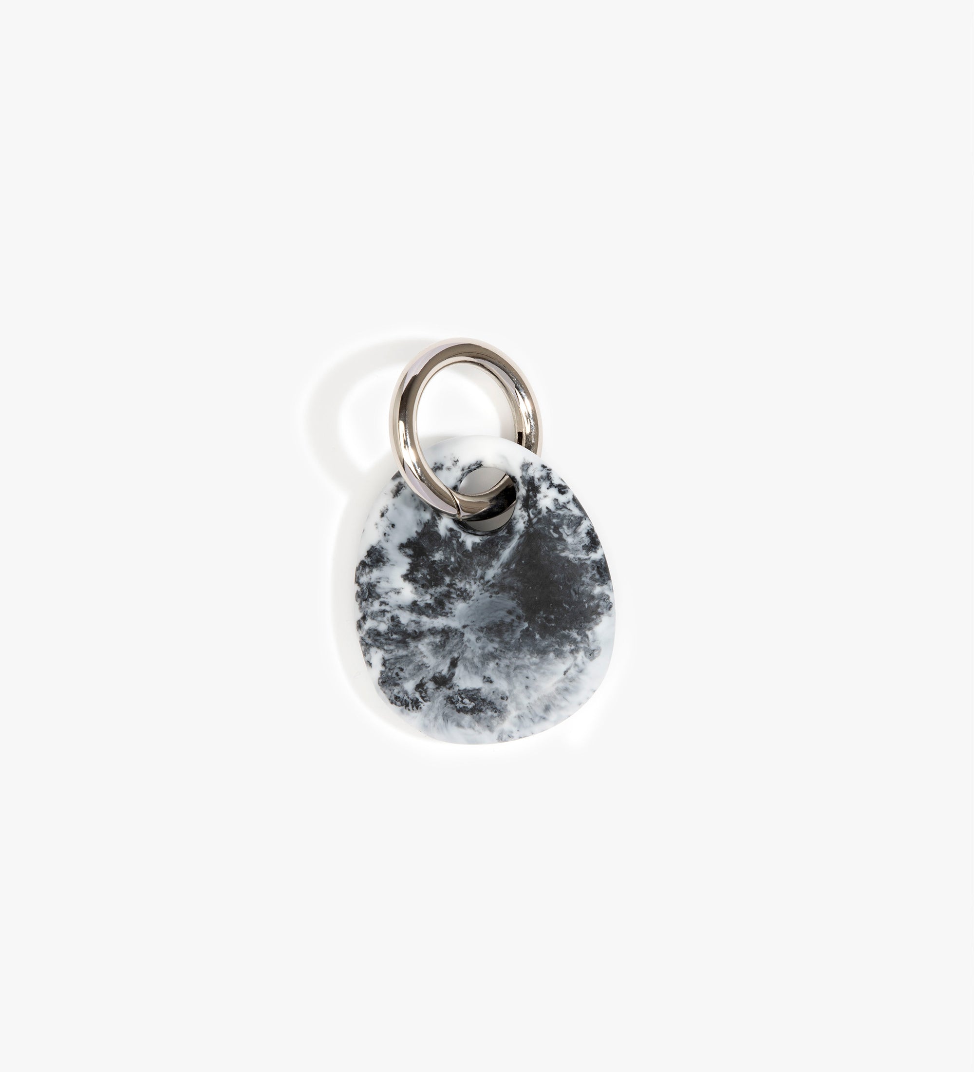 Dinosaur Designs Earth Keyring Keychains in White Marble Colour resin with Gunmetal Metal