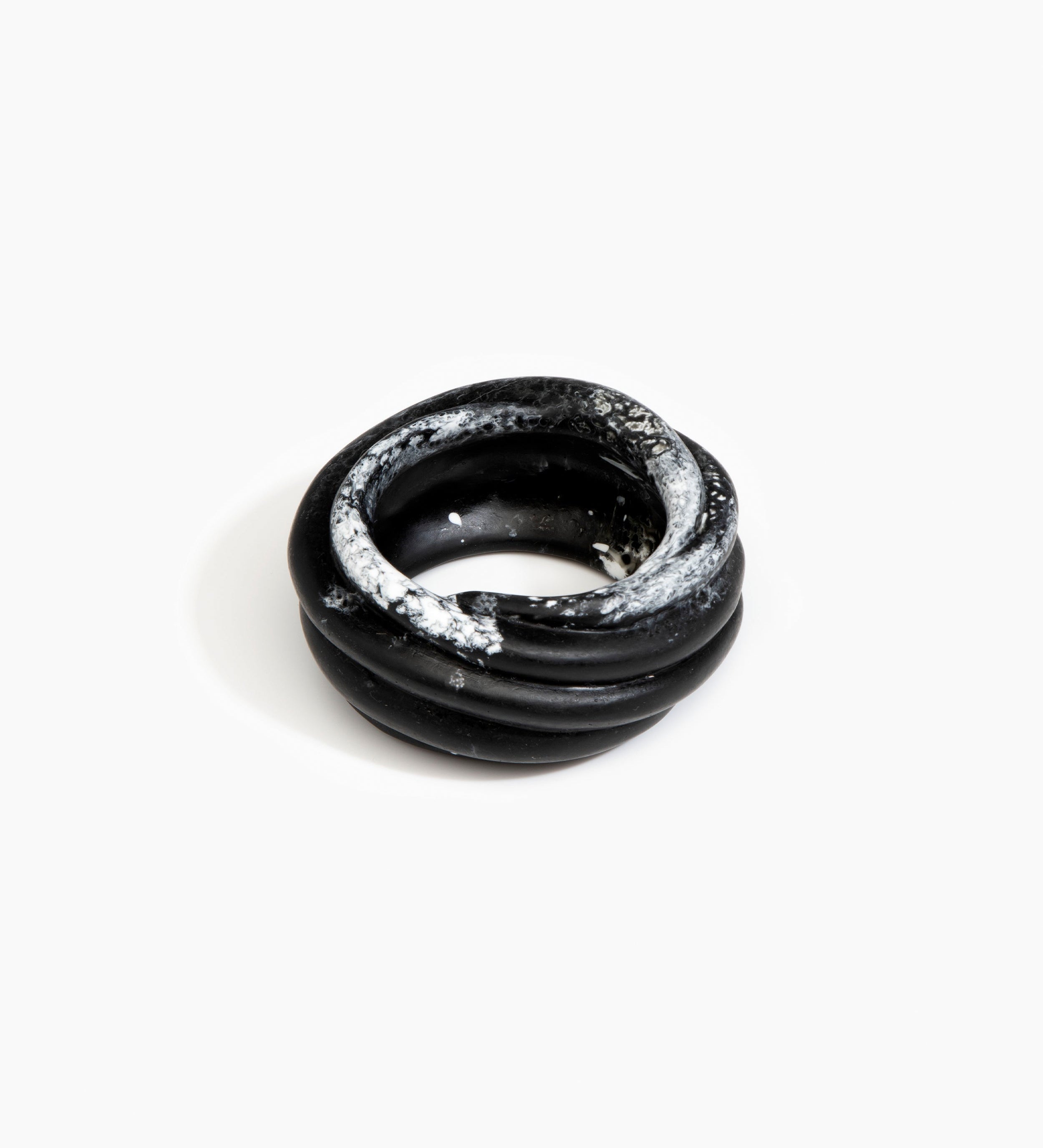 Dinosaur Designs Large Coil Bangle Jewelry in Black Marble Colour resin with Regular Fit