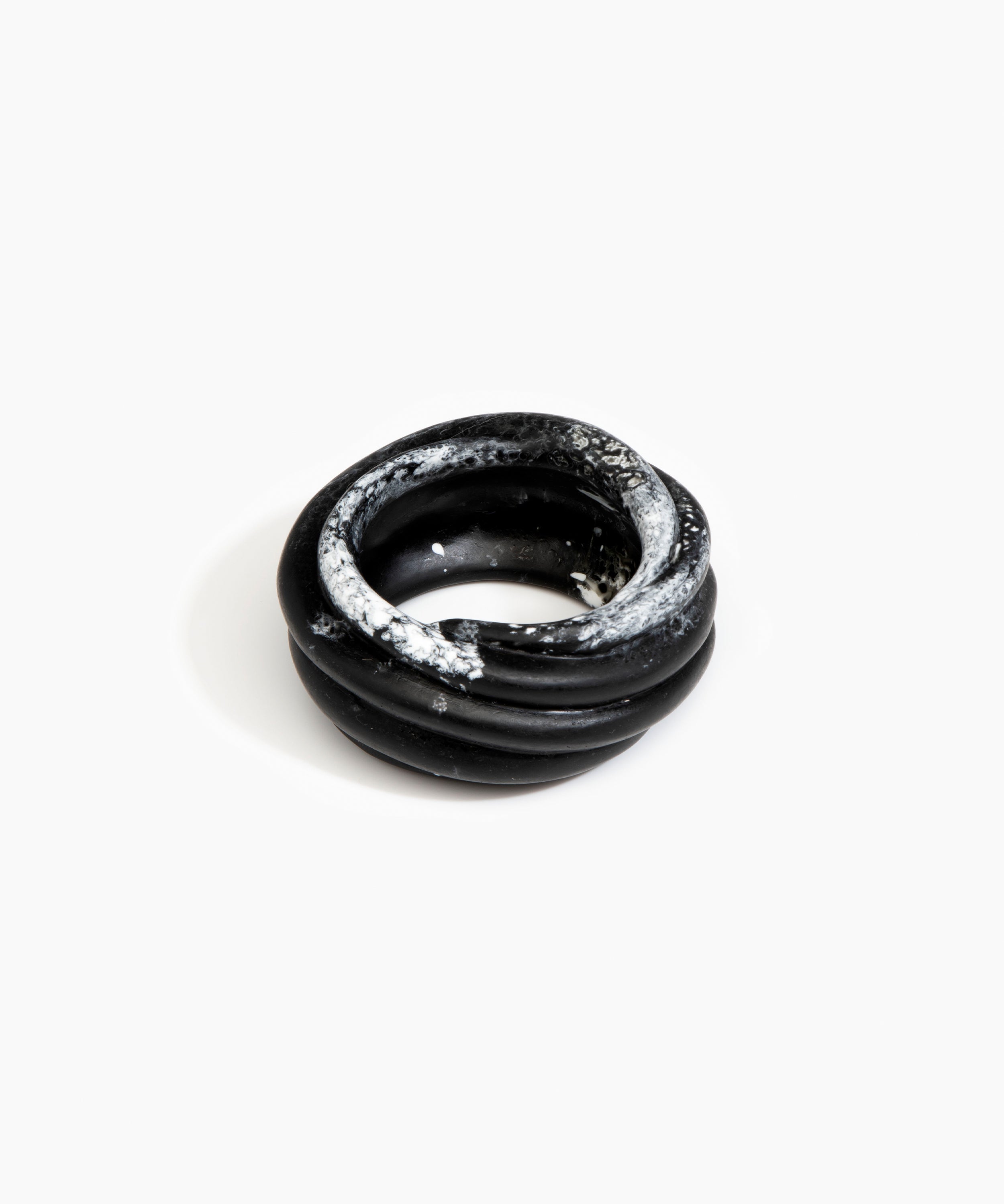 Dinosaur Designs Large Coil Bangle Jewelry in Black Marble Colour resin with Regular Fit