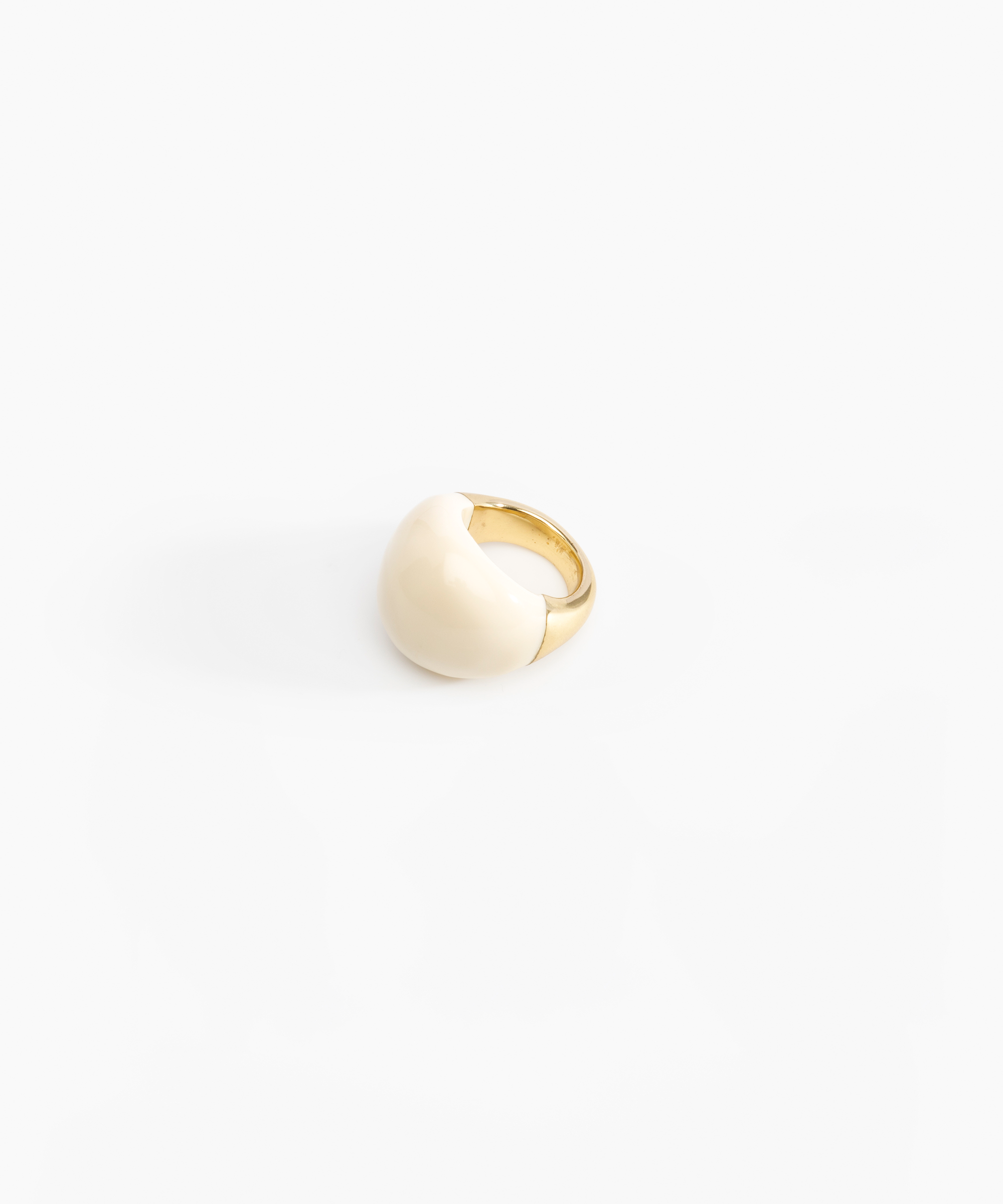 Dinosaur Designs Large Horn Ring Rings in Cream Colour resin with Nano-Coated Brass Material