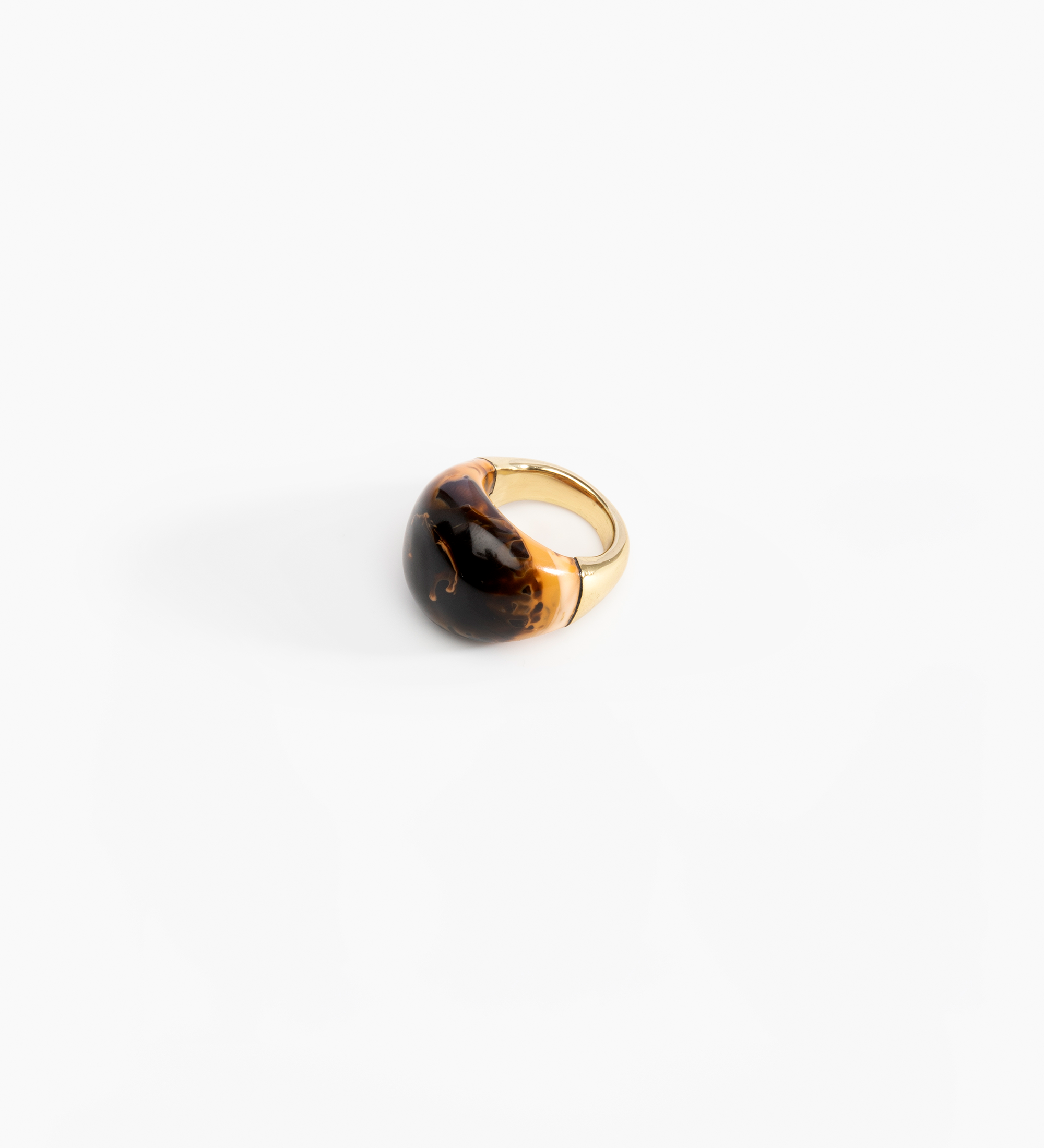 Dinosaur Designs Large Horn Ring Rings in Dark Horn Colour resin with Nano-Coated Brass Material