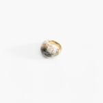 Dinosaur Designs Large Horn Ring Rings in Sandy Pearl Colour resin with Nano-Coated Brass Material