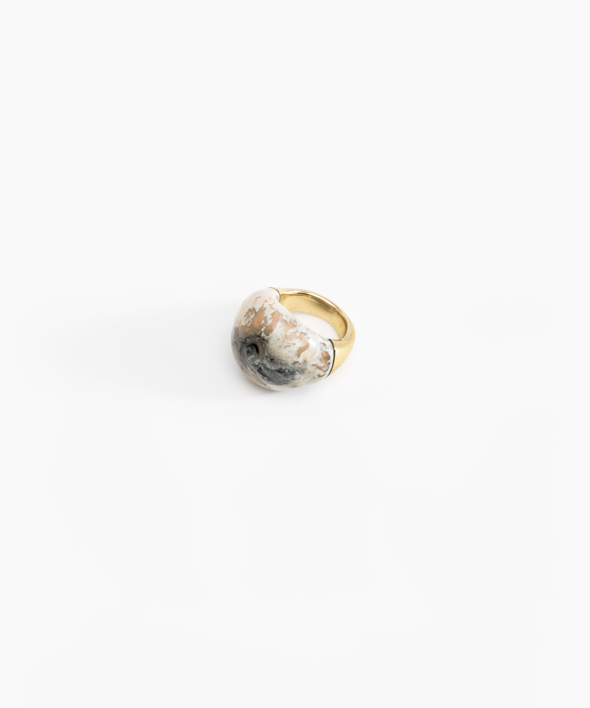 Dinosaur Designs Large Horn Ring Rings in Sandy Pearl Colour resin with Nano-Coated Brass Material