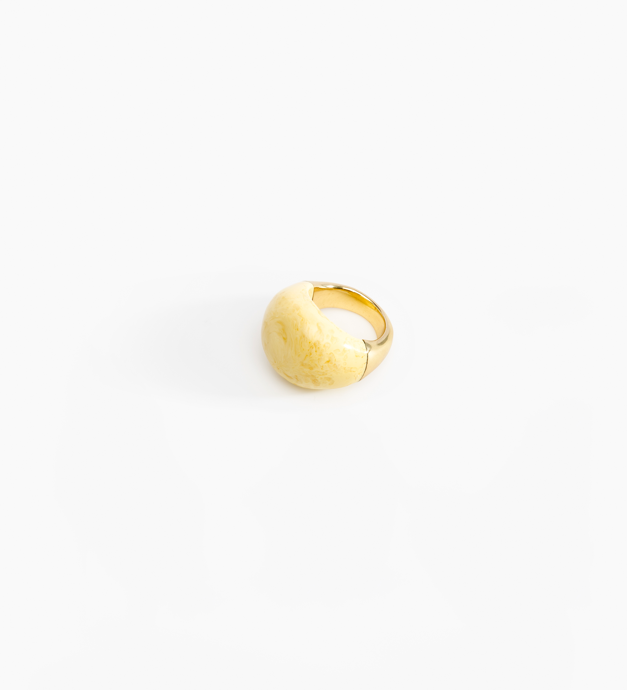 Dinosaur Designs Large Horn Ring Rings in Lemon Colour resin with Nano-Coated Brass Material