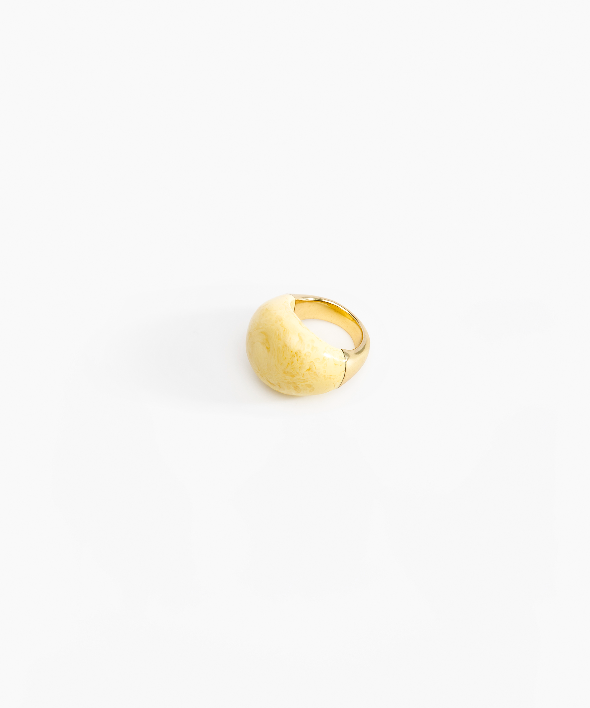 Dinosaur Designs Large Horn Ring Rings in Lemon Colour resin with Nano-Coated Brass Material