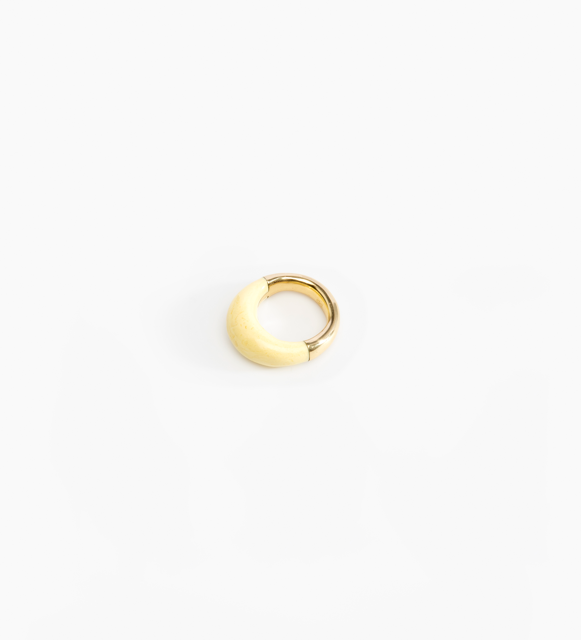 Dinosaur Designs Medium Horn Ring Rings in Lemon Colour resin with Nano-Coated Brass Material