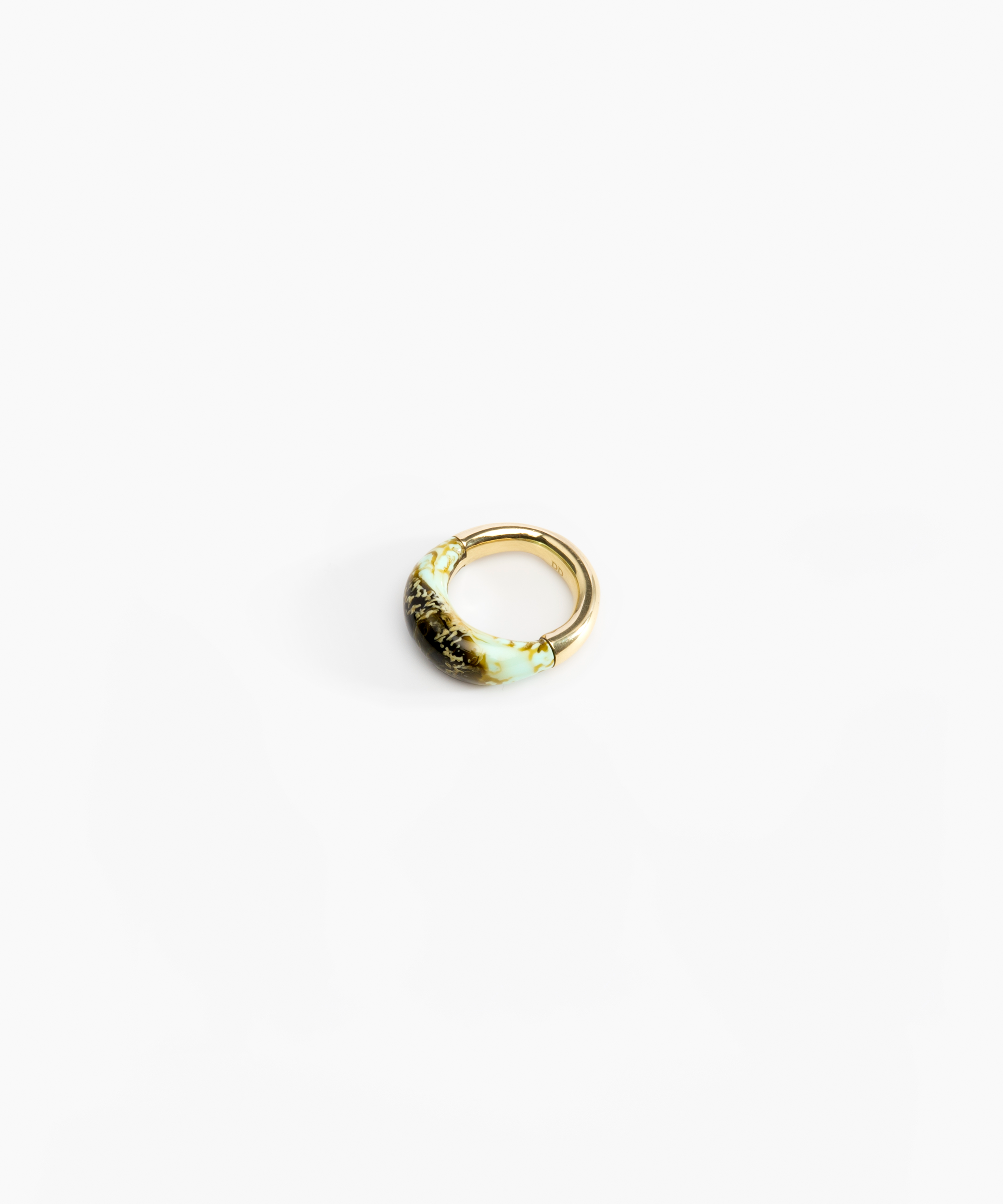 Dinosaur Designs Medium Horn Ring Rings in Malachite Colour resin with Nano-Coated Brass Material