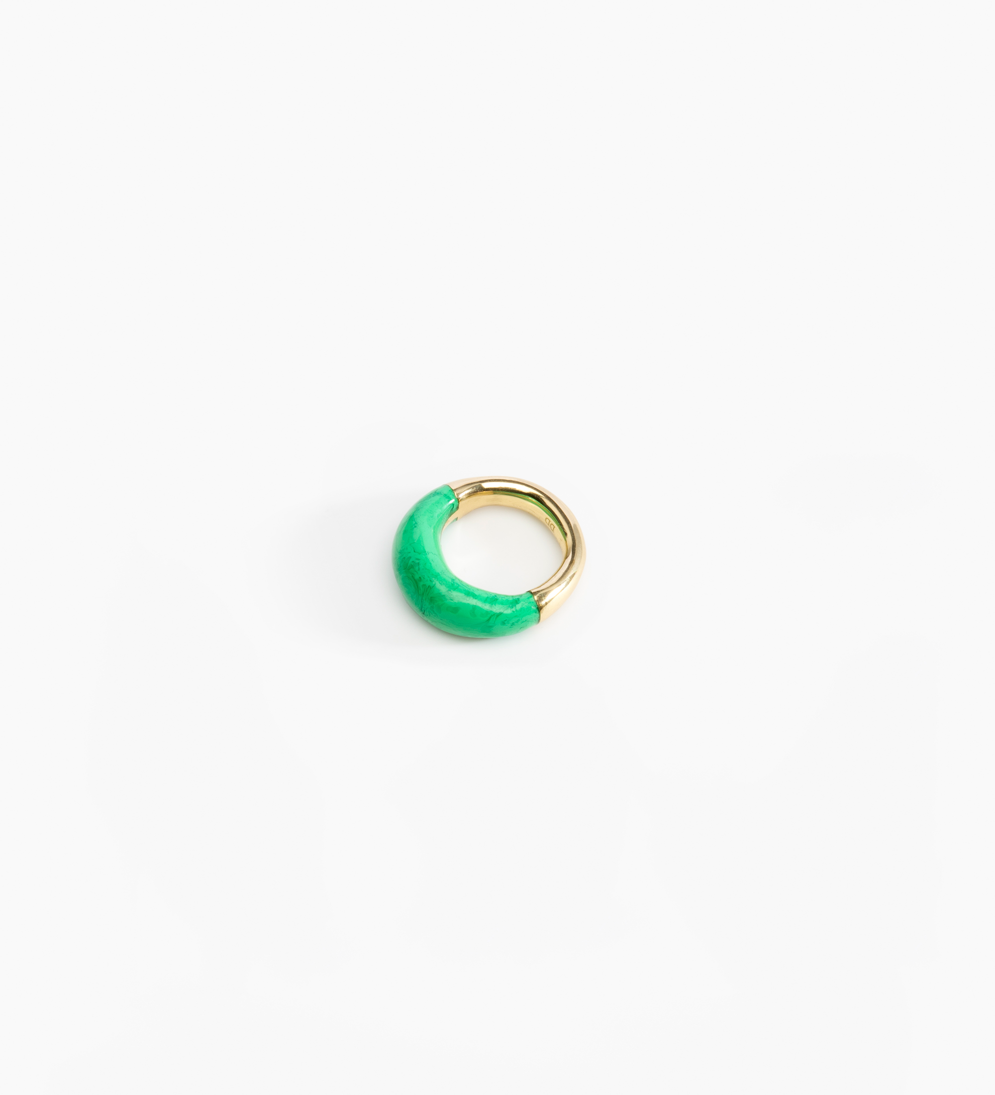 Dinosaur Designs Medium Horn Ring Rings in Leaf Colour resin with Nano-Coated Brass Material