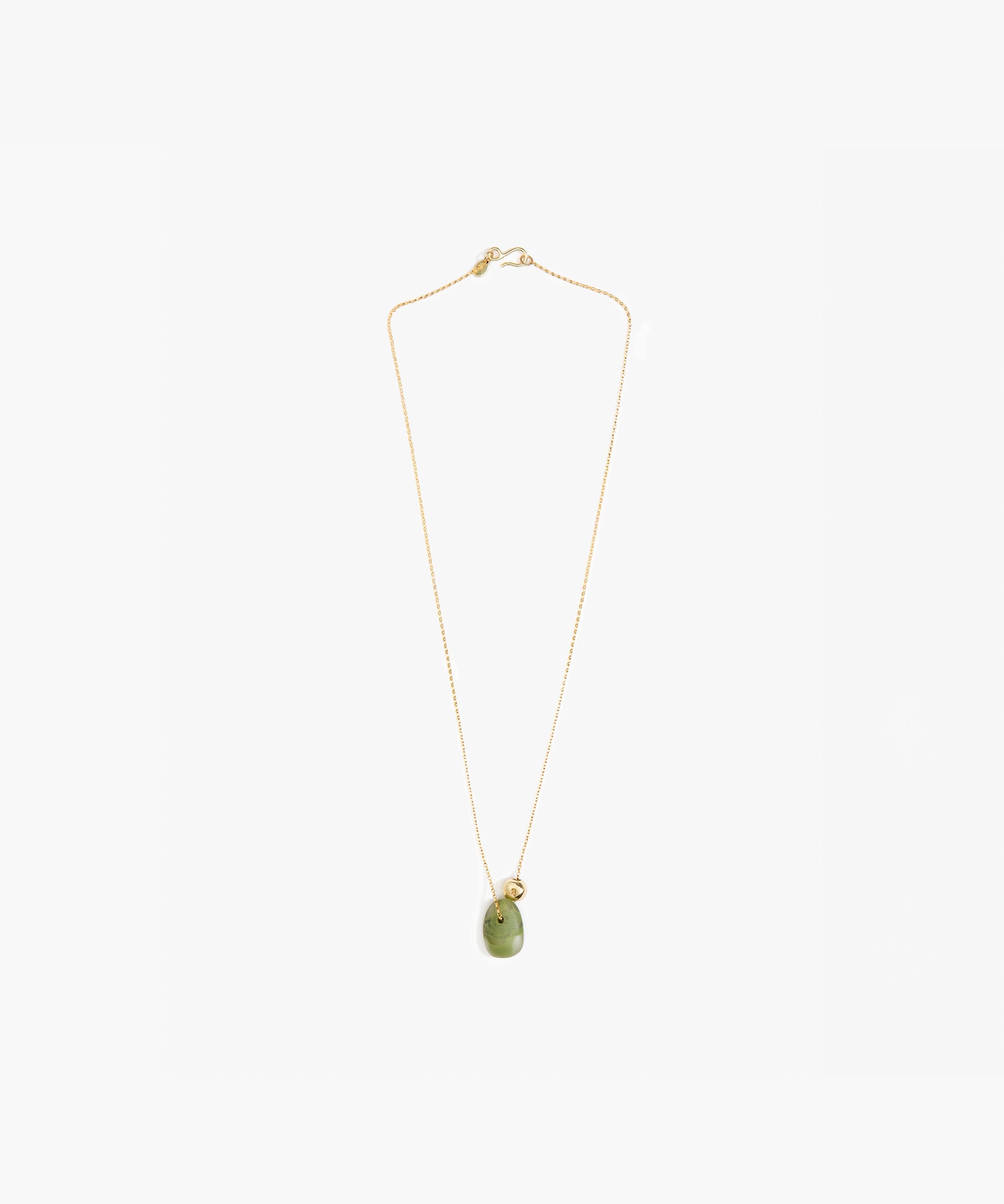 Dinosaur Designs Joie De Vivre Pendant Necklaces in Olive Colour resin with Gold-Filled Material