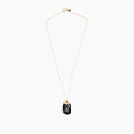 Dinosaur Designs Medium River Rock Pendant Necklaces in Black Marble Colour resin with Gold-Filled Material