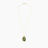 Dinosaur Designs Medium River Rock Pendant Necklaces in Olive Colour resin with Gold-Filled Material