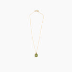 Dinosaur Designs Small River Rock Pendant Necklaces in Olive Colour resin with Gold-Filled Material