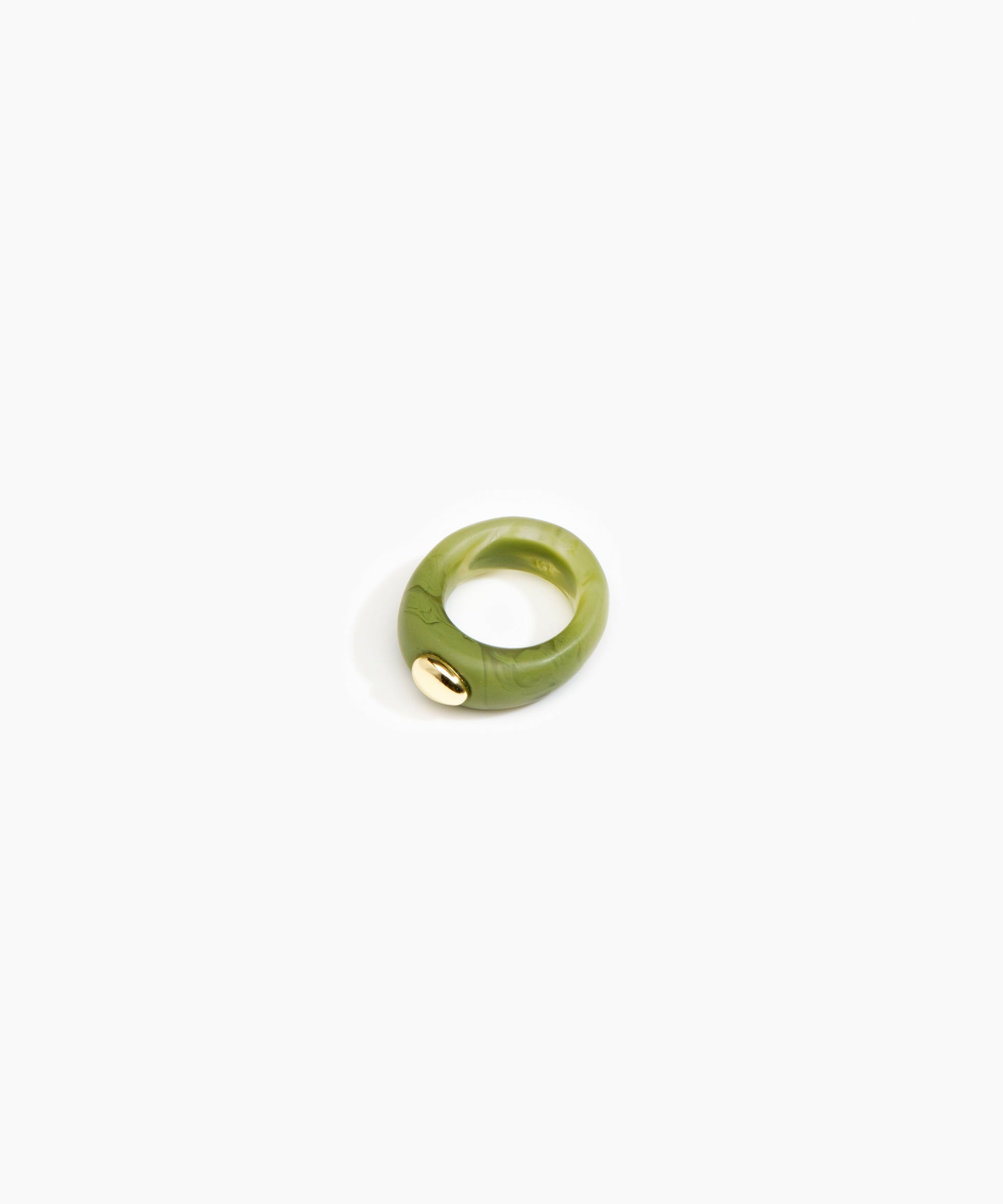 Dinosaur Designs Round Rock Ring Rings in Olive Colour resin