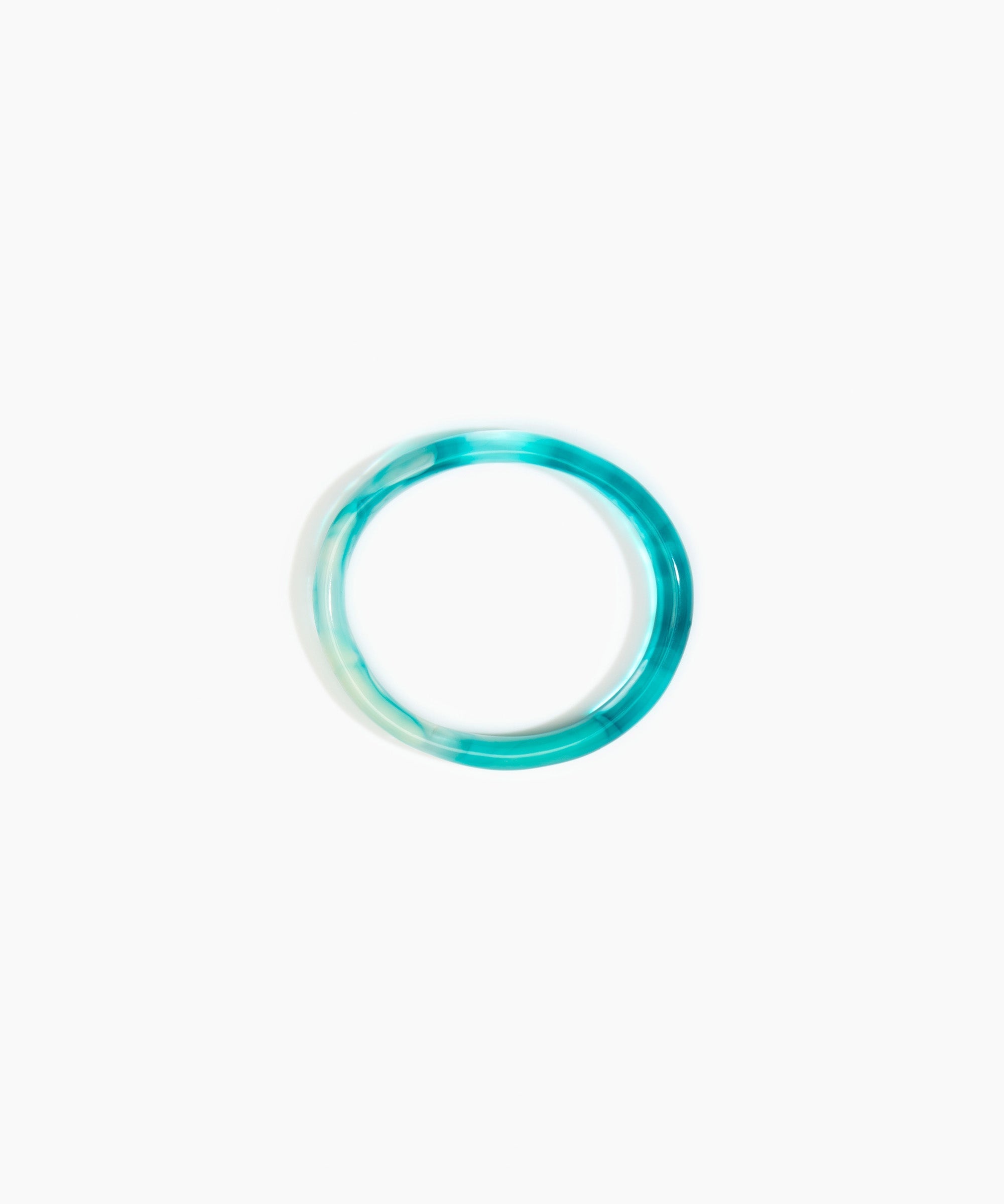 Dinosaur Designs Polished Classic Wishbone Bangle Bracelets in Lagoon Colour resin with Wide Fit