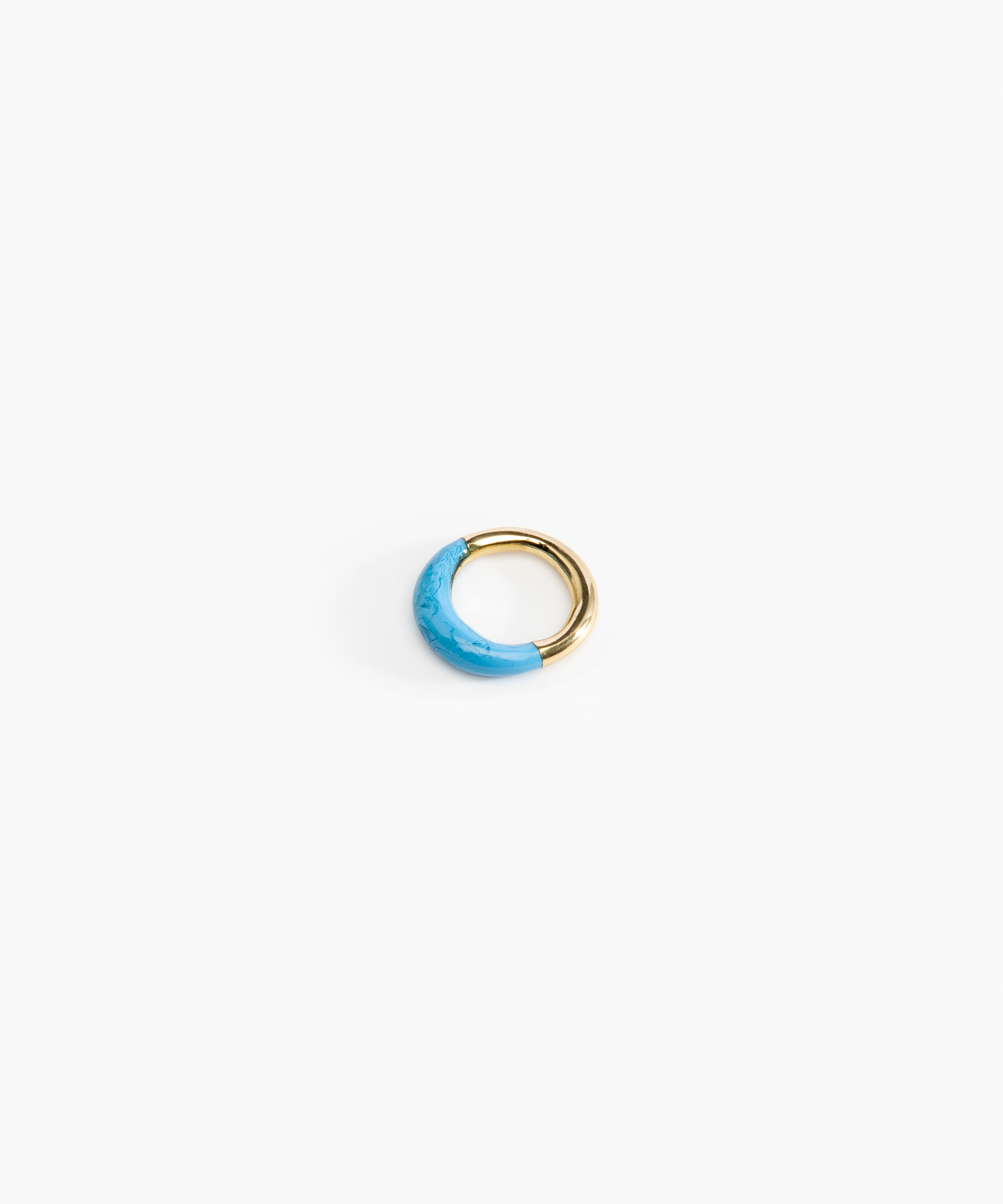 Dinosaur Designs Small Horn Ring Rings in Sky Colour resin with Nano-Coated Brass Material